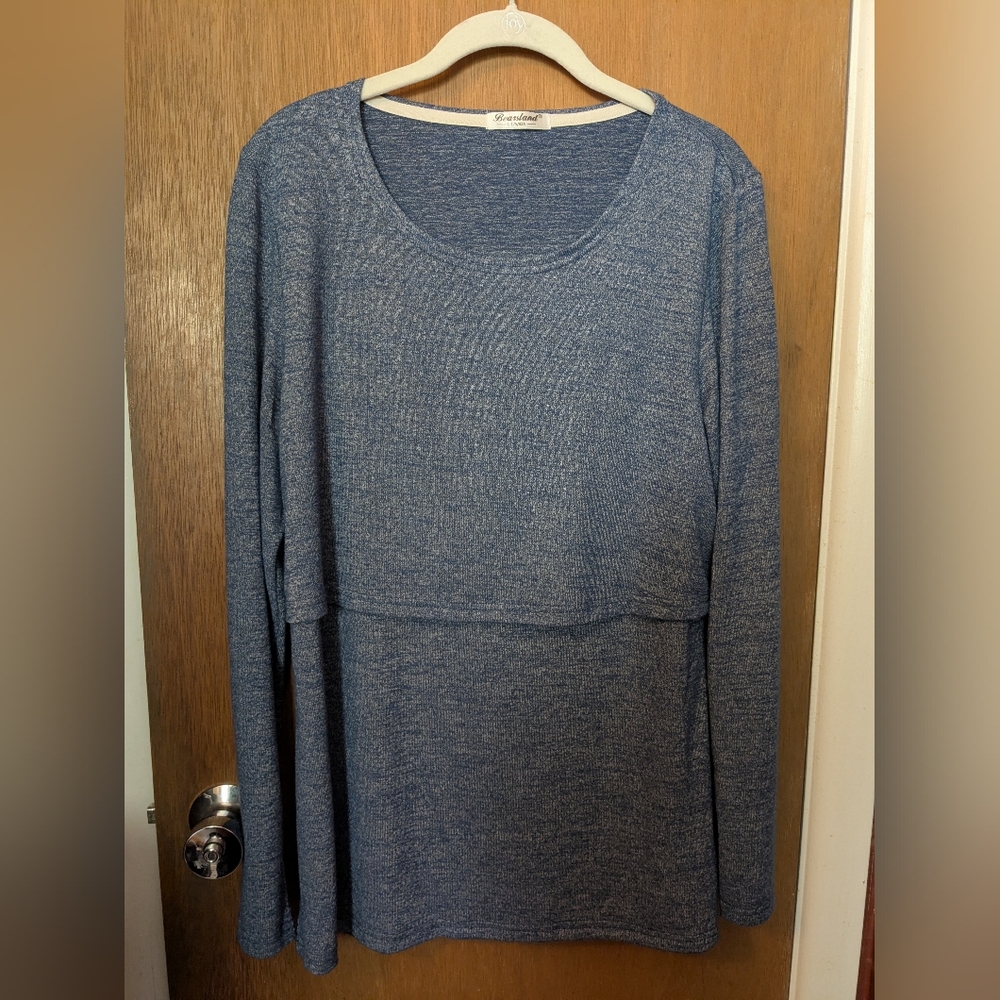 Bearsland Heather Blue Knit Nursing Top